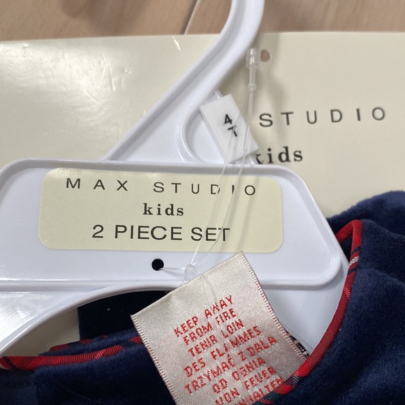 Max Studio girls navy plaid dress with a doll dress - Picture 9 of 10